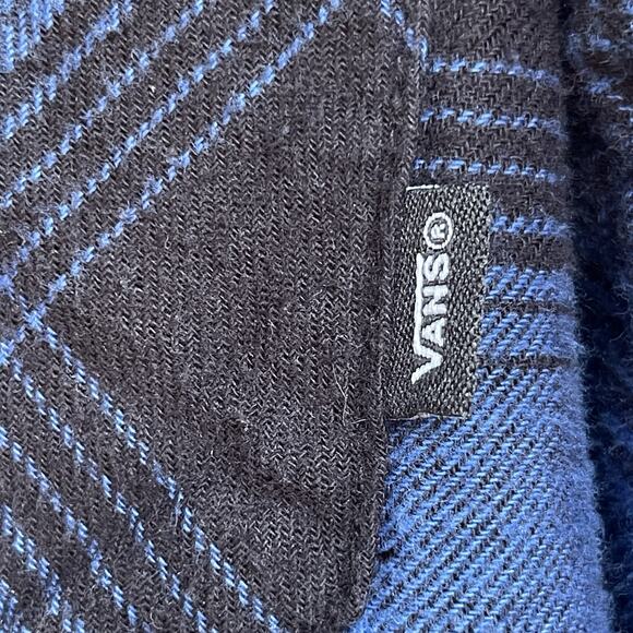 Vans Men Off the Wall Flannel Jacket Small Shacket Blue Black Plaid Sherpa Skate - Picture 5 of 12